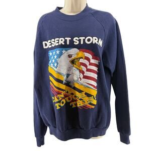 Vintage Jerzees Pullover Desert Storm Screaming Eagle American Flag Sweatshirt